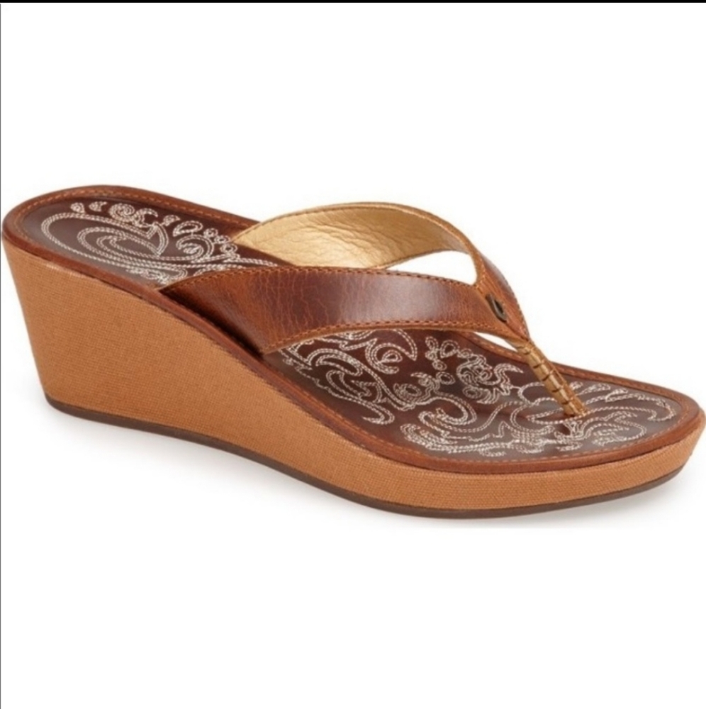 Oulkai Brown Wedge Sandals